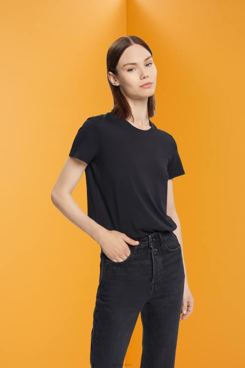 T-Shirts Black Women Esprit Cotton crewneck t-shirt V48Z454