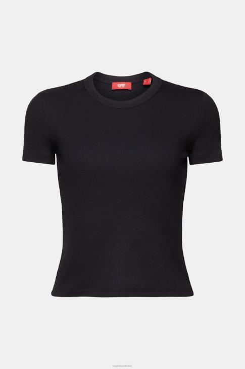 T-Shirts Black Women Esprit Ribbed jersey t-shirt V48Z1