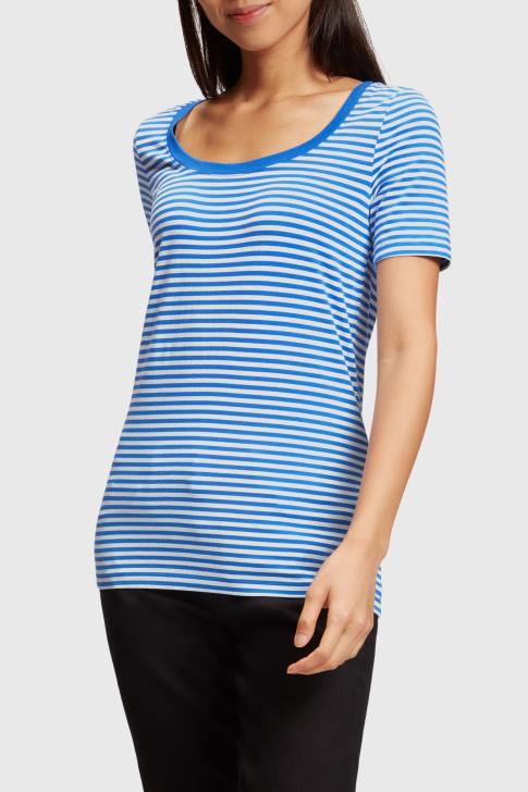 T-Shirts Bright Blue Women Esprit Stretch cotton stripe t-shirt V48Z536