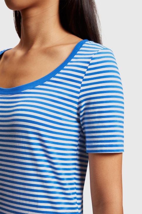T-Shirts Bright Blue Women Esprit Stretch cotton stripe t-shirt V48Z536