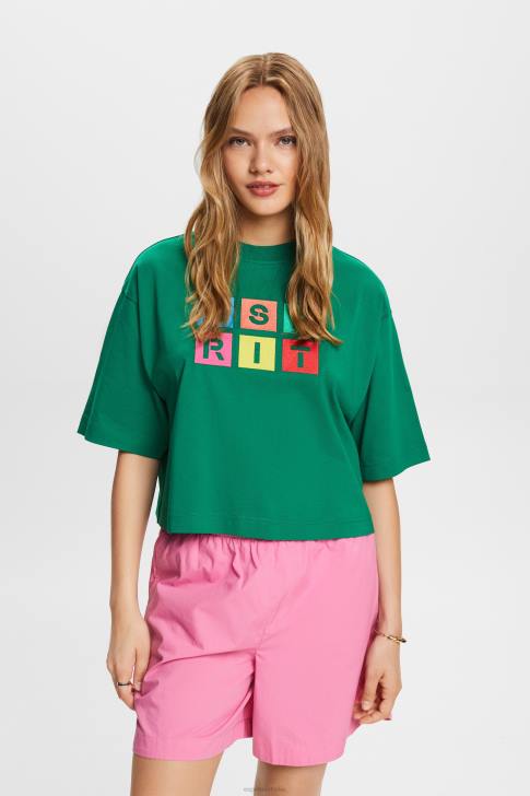 T-Shirts Dark Green Women Esprit Embroidered logo t-shirt, 100% cotton V48Z15