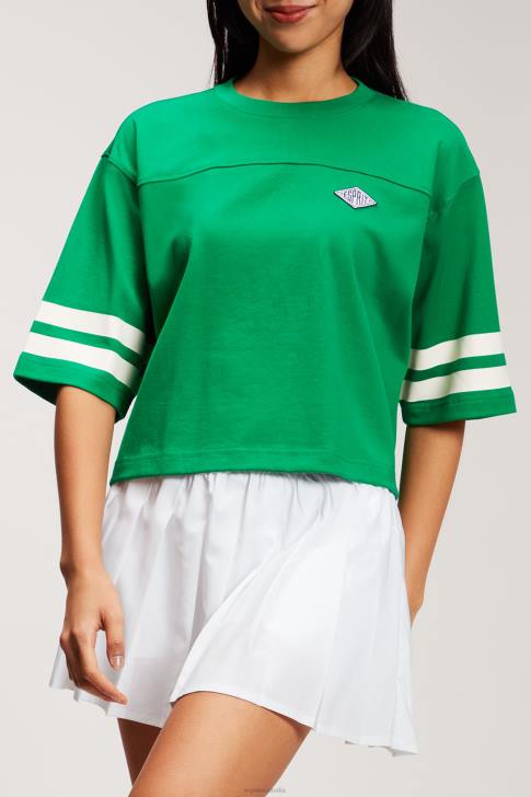 T-Shirts Emerald Green Women Esprit Cropped varsity logo rugby tee V48Z413
