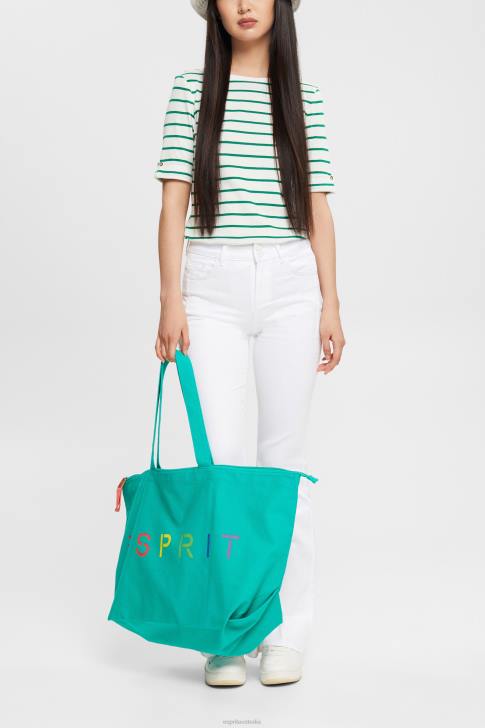 T-Shirts Emerald Green Women Esprit Fashion stripe t-shirt V48Z519