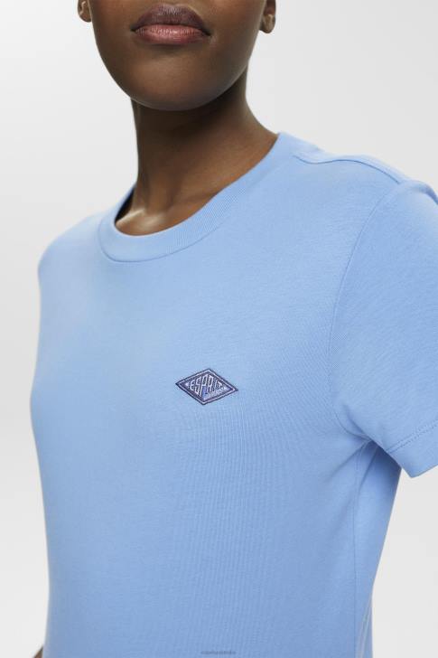 T-Shirts Light Blue Lavender Women Esprit Cotton T-shirt with embroidered logo V48Z151