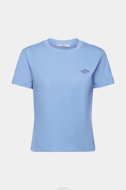 T-Shirts Light Blue Lavender Women Esprit Cotton T-shirt with embroidered logo V48Z151