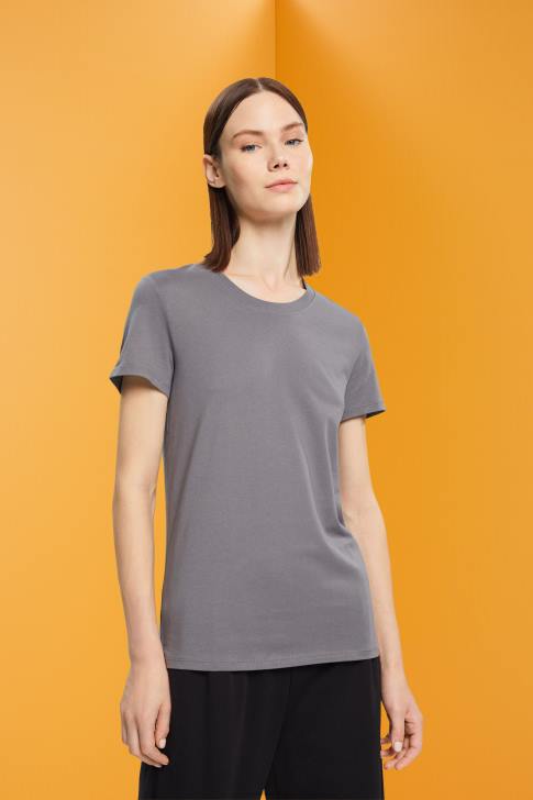 T-Shirts Medium Grey Women Esprit Cotton crewneck t-shirt V48Z455