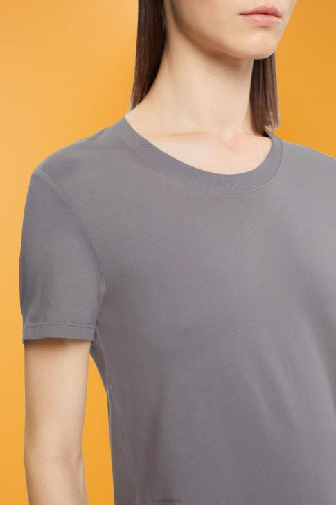 T-Shirts Medium Grey Women Esprit Cotton crewneck t-shirt V48Z455
