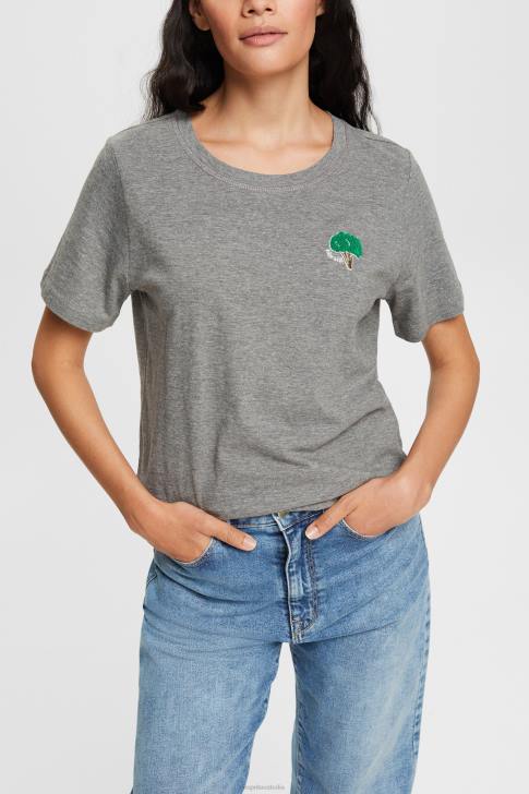 T-Shirts Medium Grey Women Esprit Embroidered t-shirt V48Z528