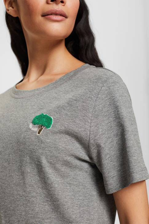 T-Shirts Medium Grey Women Esprit Embroidered t-shirt V48Z528