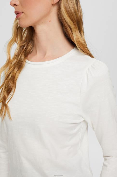 T-Shirts Off White Women Esprit Casual cotton slub t-shirt V48Z539