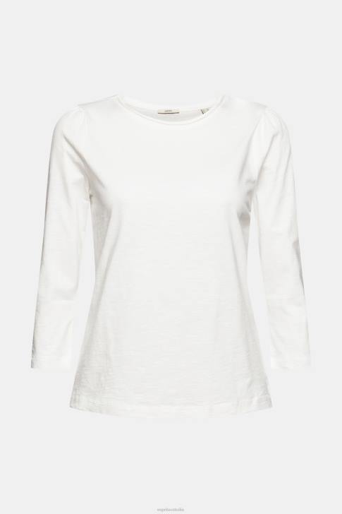 T-Shirts Off White Women Esprit Casual cotton slub t-shirt V48Z539