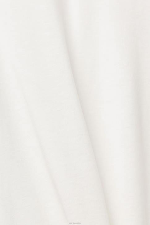 T-Shirts Off White Women Esprit With TENCEL: T-shirt with band collar V48Z562