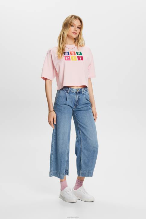 T-Shirts Pastel Pink Women Esprit Embroidered logo t-shirt, 100% cotton V48Z16