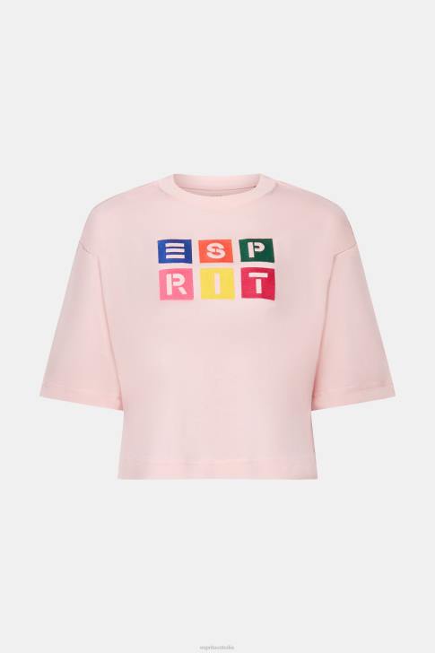 T-Shirts Pastel Pink Women Esprit Embroidered logo t-shirt, 100% cotton V48Z16