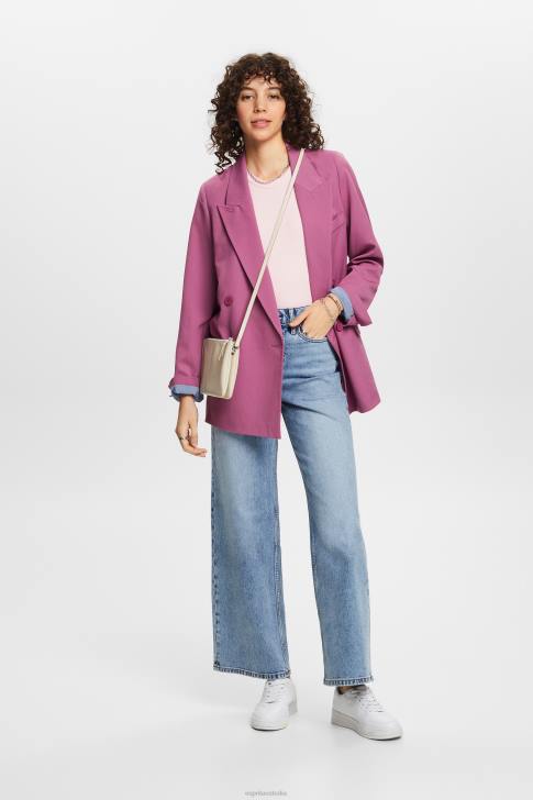 T-Shirts Pastel Pink Women Esprit Ribbed jersey t-shirt V48Z2