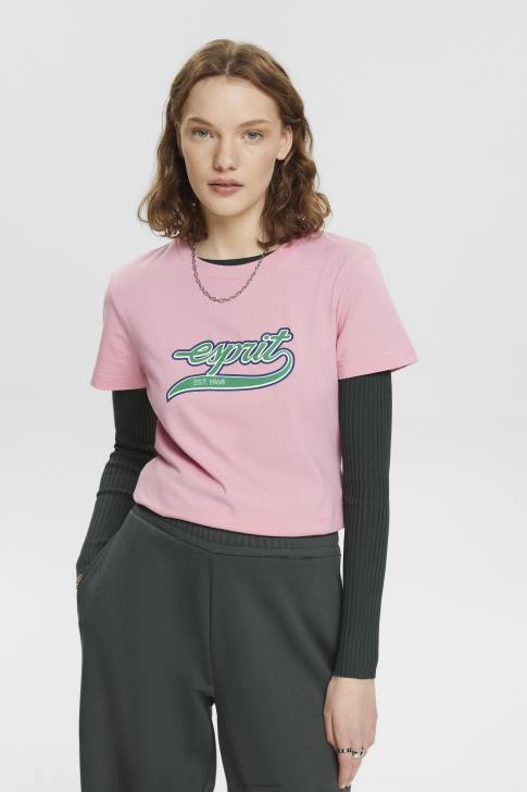 T-Shirts Pink Women Esprit Cotton T-shirt with printed logo V48Z146
