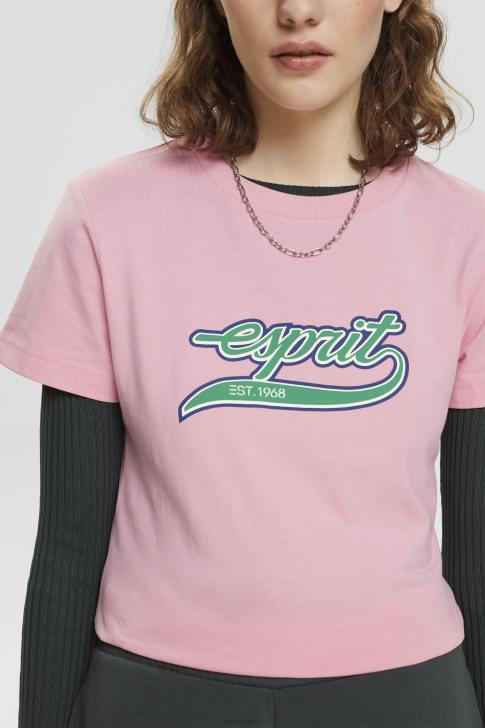 T-Shirts Pink Women Esprit Cotton T-shirt with printed logo V48Z146