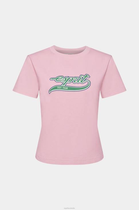 T-Shirts Pink Women Esprit Cotton T-shirt with printed logo V48Z146