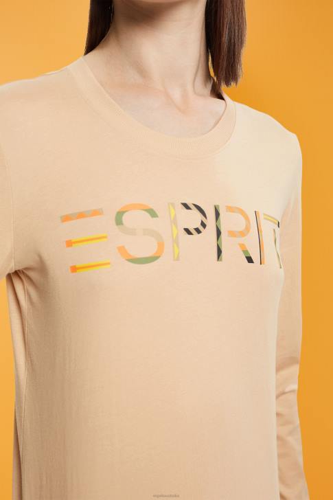 T-Shirts Sand Women Esprit Long-sleeved t-shirt with logo V48Z461