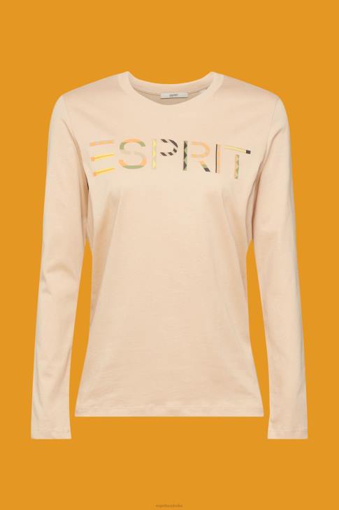 T-Shirts Sand Women Esprit Long-sleeved t-shirt with logo V48Z461