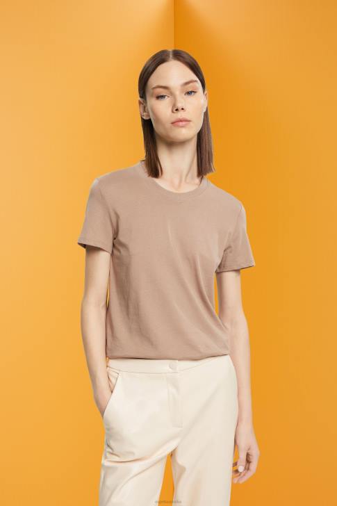 T-Shirts Taupe Women Esprit Cotton crewneck t-shirt V48Z457