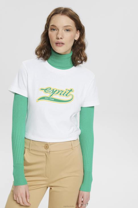 T-Shirts White Women Esprit Cotton T-shirt with printed logo V48Z142