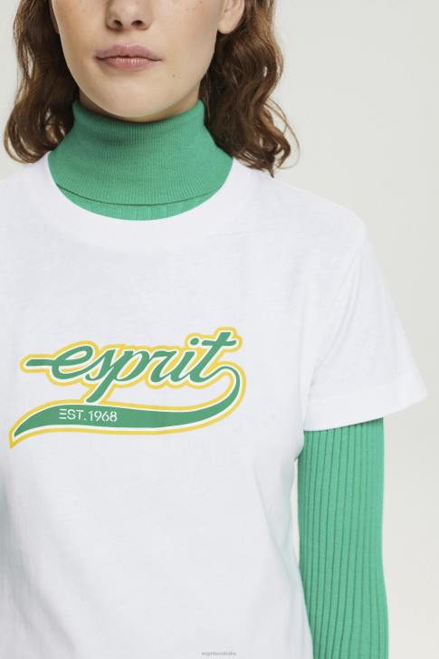 T-Shirts White Women Esprit Cotton T-shirt with printed logo V48Z142