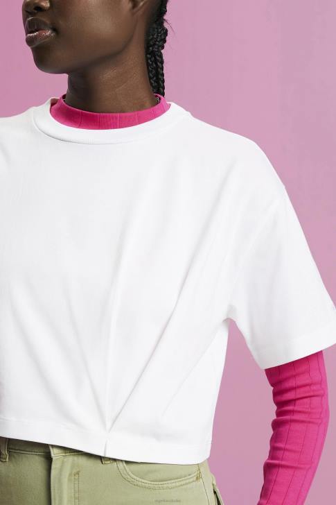 T-Shirts White Women Esprit Cropped crewneck T-shirt V48Z194