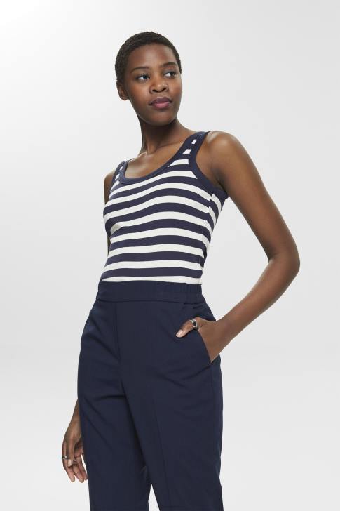 Tank Navy Women Esprit Cotton tank top with stripes V48Z242