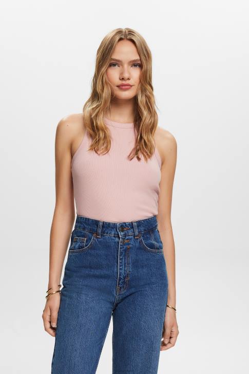 Tank Old Pink Women Esprit Ribbed tank top V48Z14