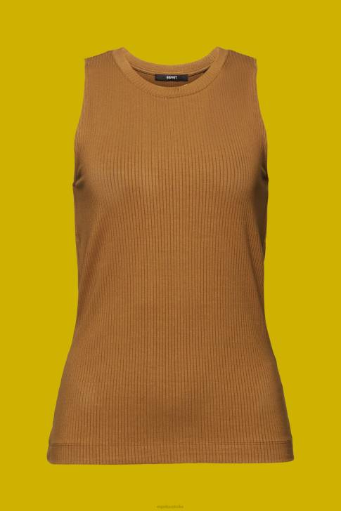 Tank Pale Khaki Women Esprit Ribbed tank top V48Z302