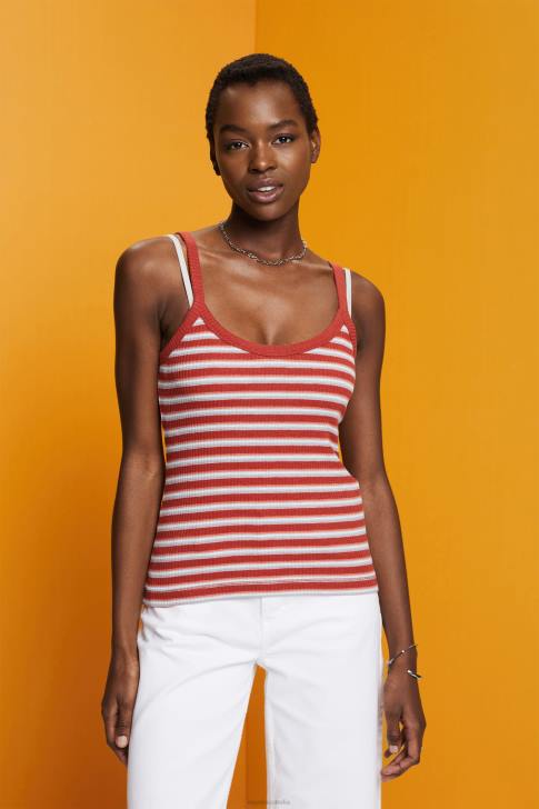 Tank Terracotta Women Esprit Striped Ribbed Tank Top V48Z104