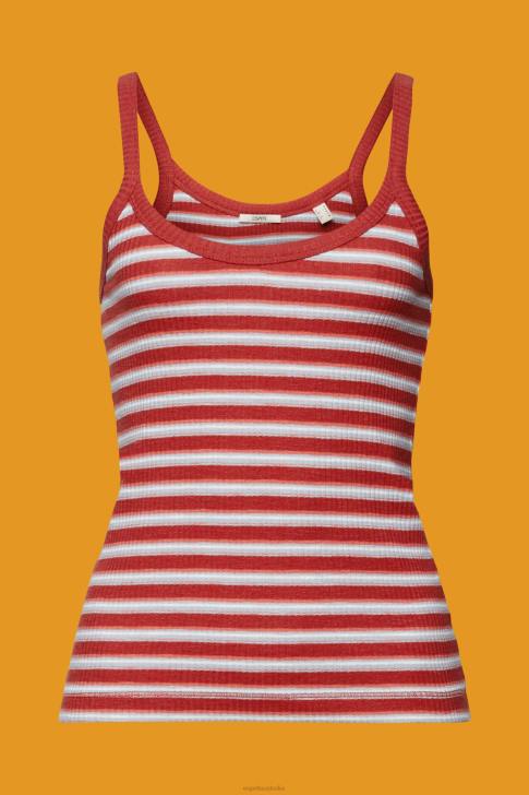 Tank Terracotta Women Esprit Striped Ribbed Tank Top V48Z104