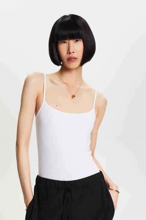 Tank White Women Esprit Spaghetti Strap Tank Top V48Z36