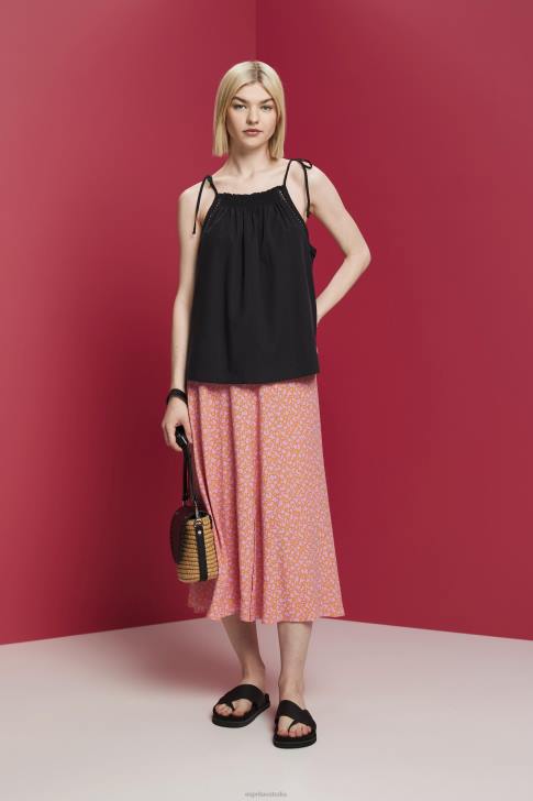 Top Black Women Esprit Camisole top with smock, TENCEL V48Z198