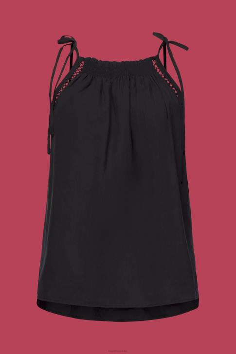 Top Black Women Esprit Camisole top with smock, TENCEL V48Z198