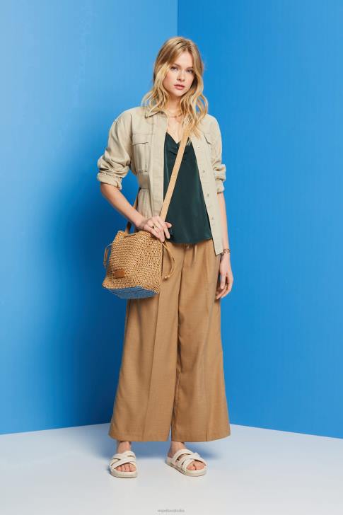 Top Dark Teal Green Women Esprit Satin strappy top V48Z356