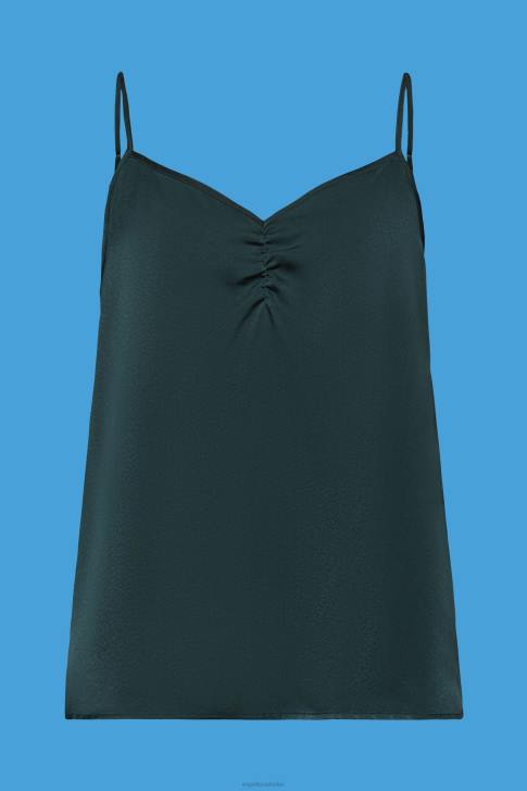 Top Dark Teal Green Women Esprit Satin strappy top V48Z356