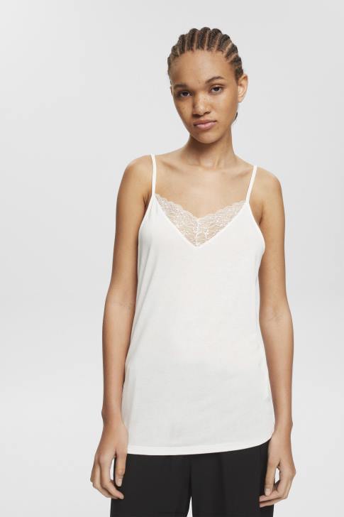 Top Off White Women Esprit Top with lace, LENZING ECOVERO V48Z243