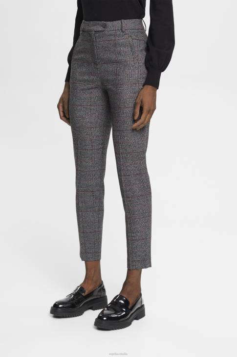 Trousers & Pants Anthracite Women Esprit High-rise checked trousers V48Z249
