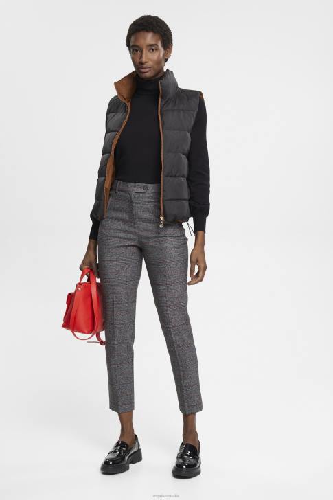 Trousers & Pants Anthracite Women Esprit High-rise checked trousers V48Z249