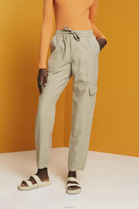 Trousers & Pants Dusty Green Women Esprit Mixed fabric cargo trousers with TENCEL V48Z265