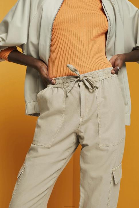 Trousers & Pants Dusty Green Women Esprit Mixed fabric cargo trousers with TENCEL V48Z265