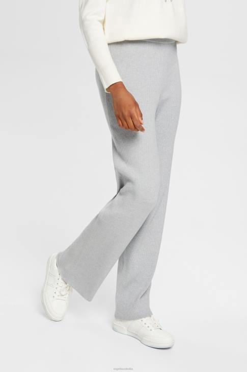 Trousers & Pants Light Grey Women Esprit High-rise rib knit trousers V48Z466
