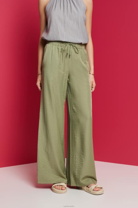 Trousers & Pants Light Khaki Women Esprit Satin wide leg trousers V48Z91