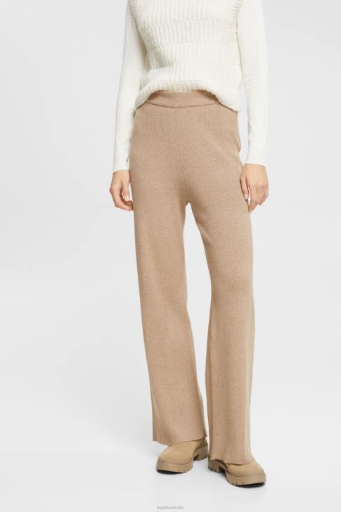 Trousers & Pants Taupe Women Esprit High-rise rib knit trousers V48Z467