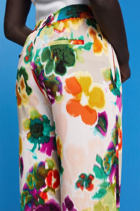Trousers & Pants White Women Esprit Floral Print Wide Leg Pants V48Z131